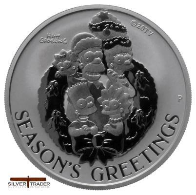 2022 The Simpsons Seasons Greetings 1oz Silver Bullion Coin