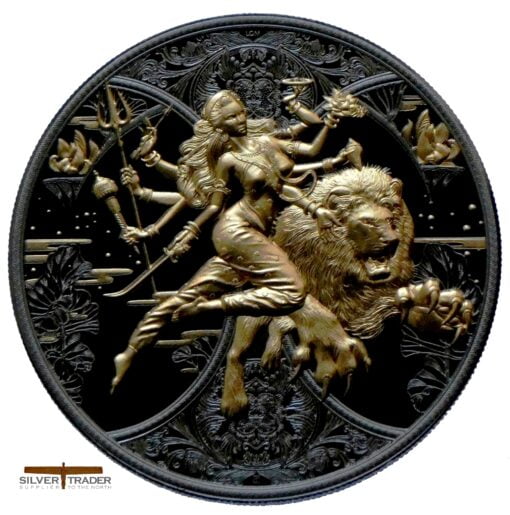2024 Durga Hindu Goddess Dark Gilded 1oz Silver Bullion Proof