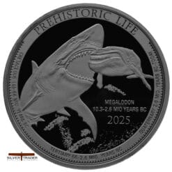2025 Megalodon Prehistoric Life Congo 1oz Silver Bullion Coin