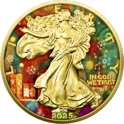 Alternative view of 2025 Christmas Elf Colour American Eagle Silver Bullion Coin
