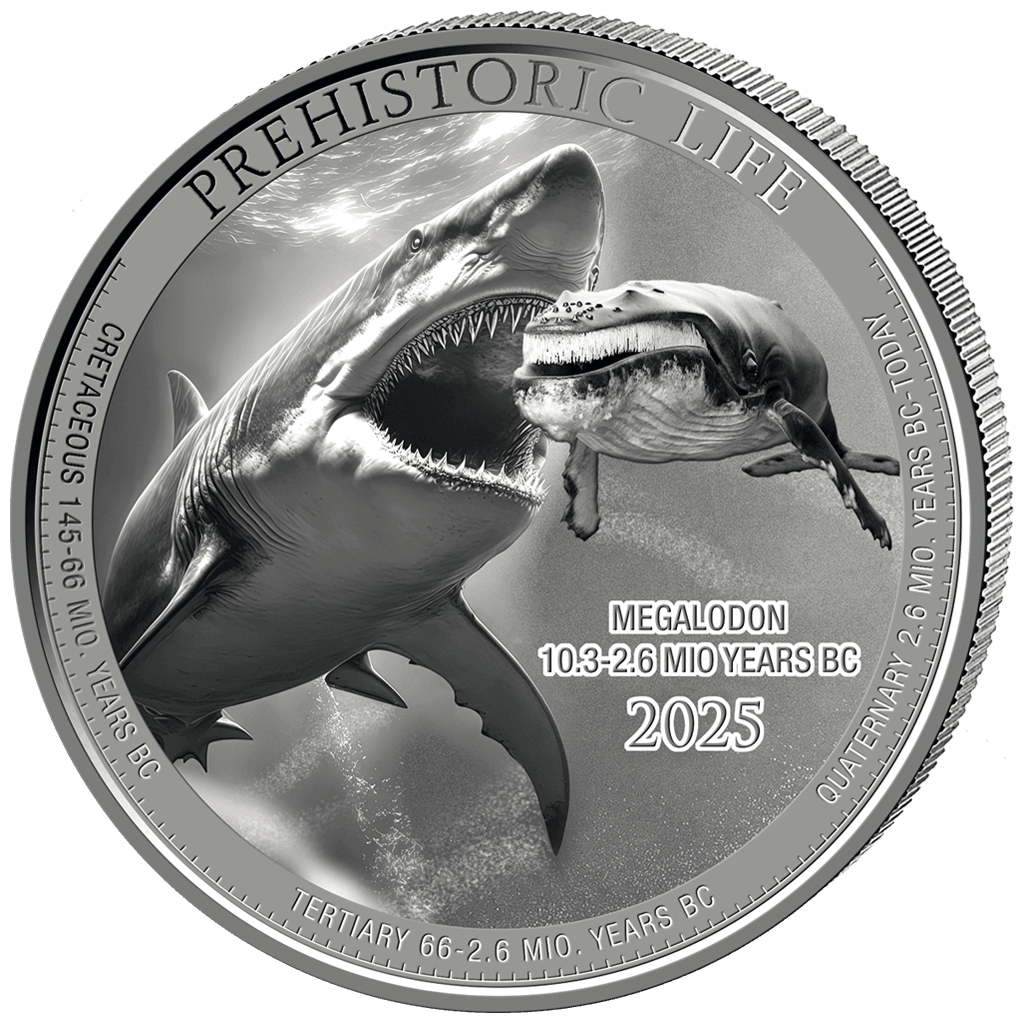 2025 Megalodon Prehistoric Life Congo 1oz Silver Bullion Coin - Image 3