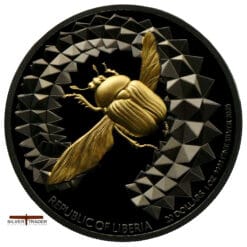 2025 Dark Gold Scarab Beetle Entoma 1oz Silver Bullion Proof