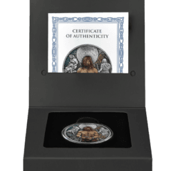 The coins are carefully packaged in a stylish box, created by the leading manufacturer of modern numismatic packaging, Germania Mint Packaging. The elegant black paperboard box is decorated with a sleeve with a stylised image of Bodvar, which gives the whole thing a unique touch. This packaging is a perfect match for high-end collectible coins. Also included is a Certificate of Authenticity, confirming the originality of the product.