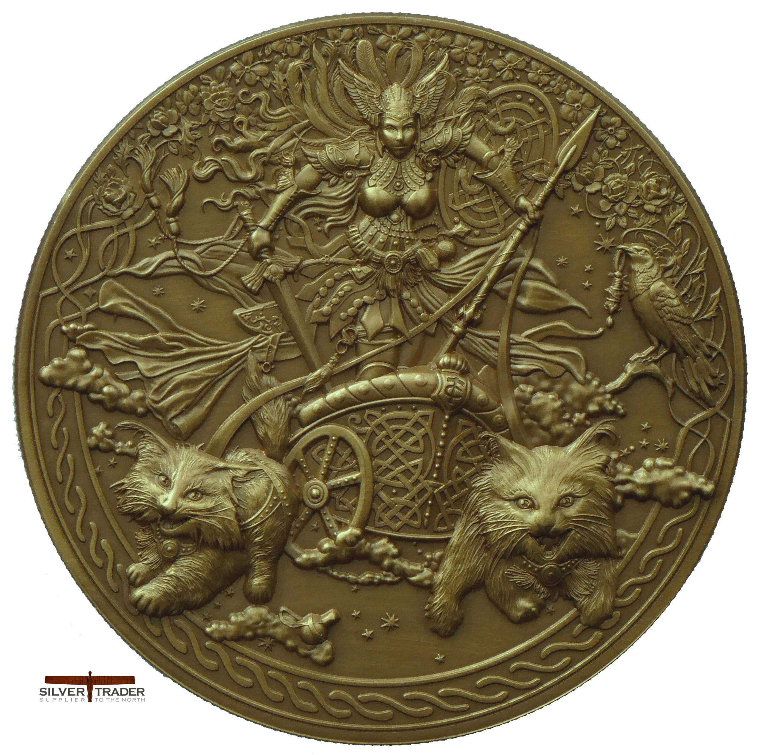 2026 Freyja Antique Gold Finish UHR 2oz Silver Bullion Proof