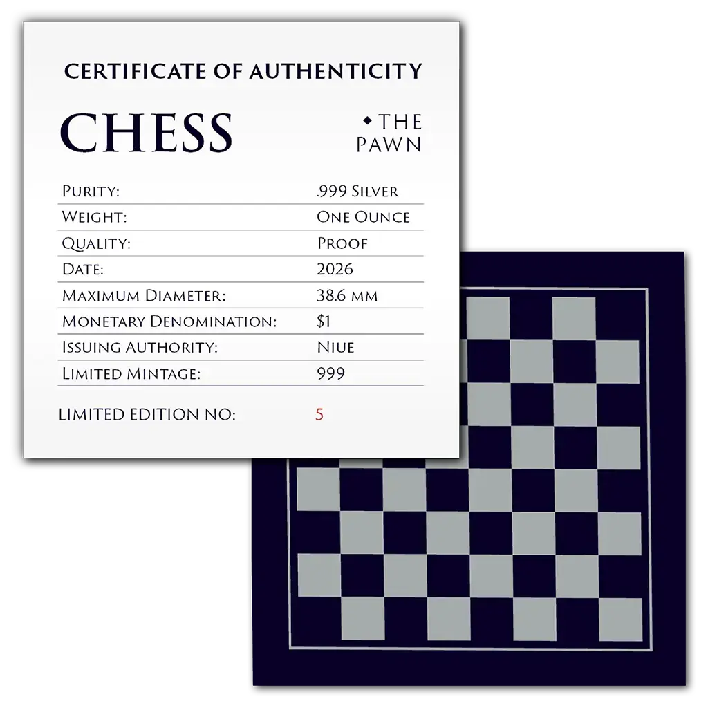 2026 Chess Pawn Niue Black 1oz Silver Bullion Proof - Image 7