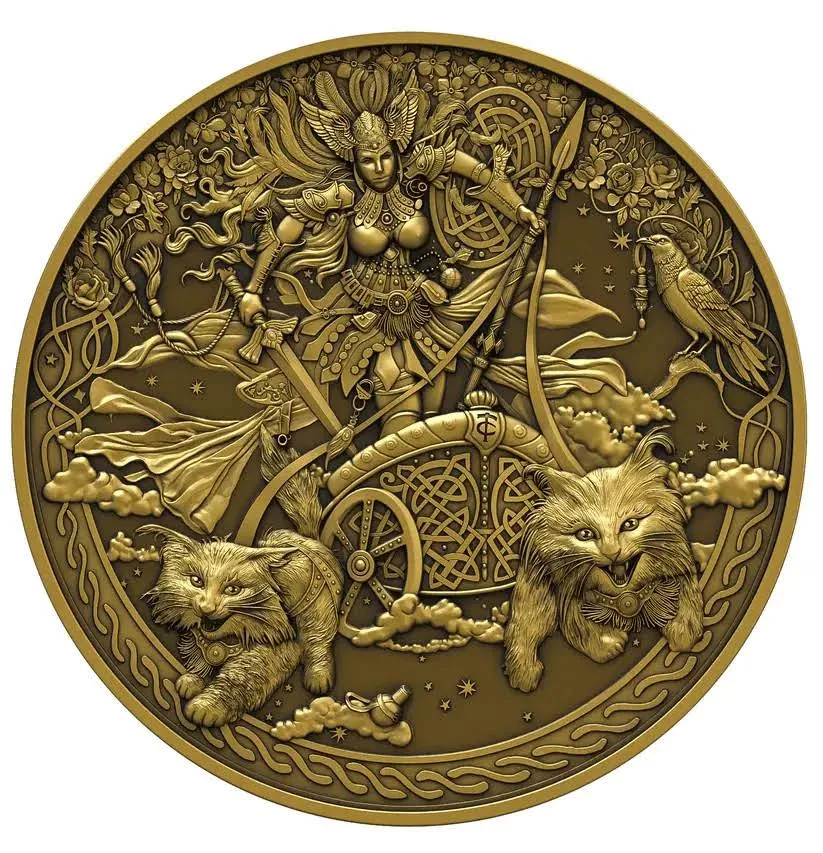 2026 Freyja Antique Gold Finish UHR 2oz Silver Bullion Proof - Image 5