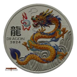 2024 Australian Yellow Lunar Dragon 1/2 oz Silver Bullion Coin