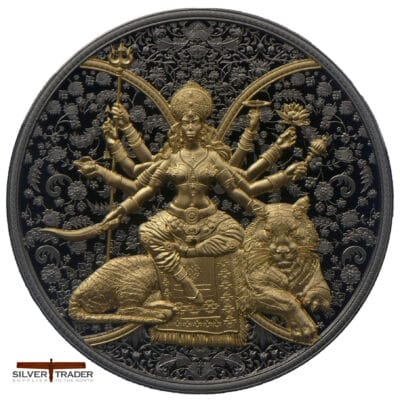 2026 Durga Hindu Goddess Dark Gilded 1oz Silver Bullion Proof