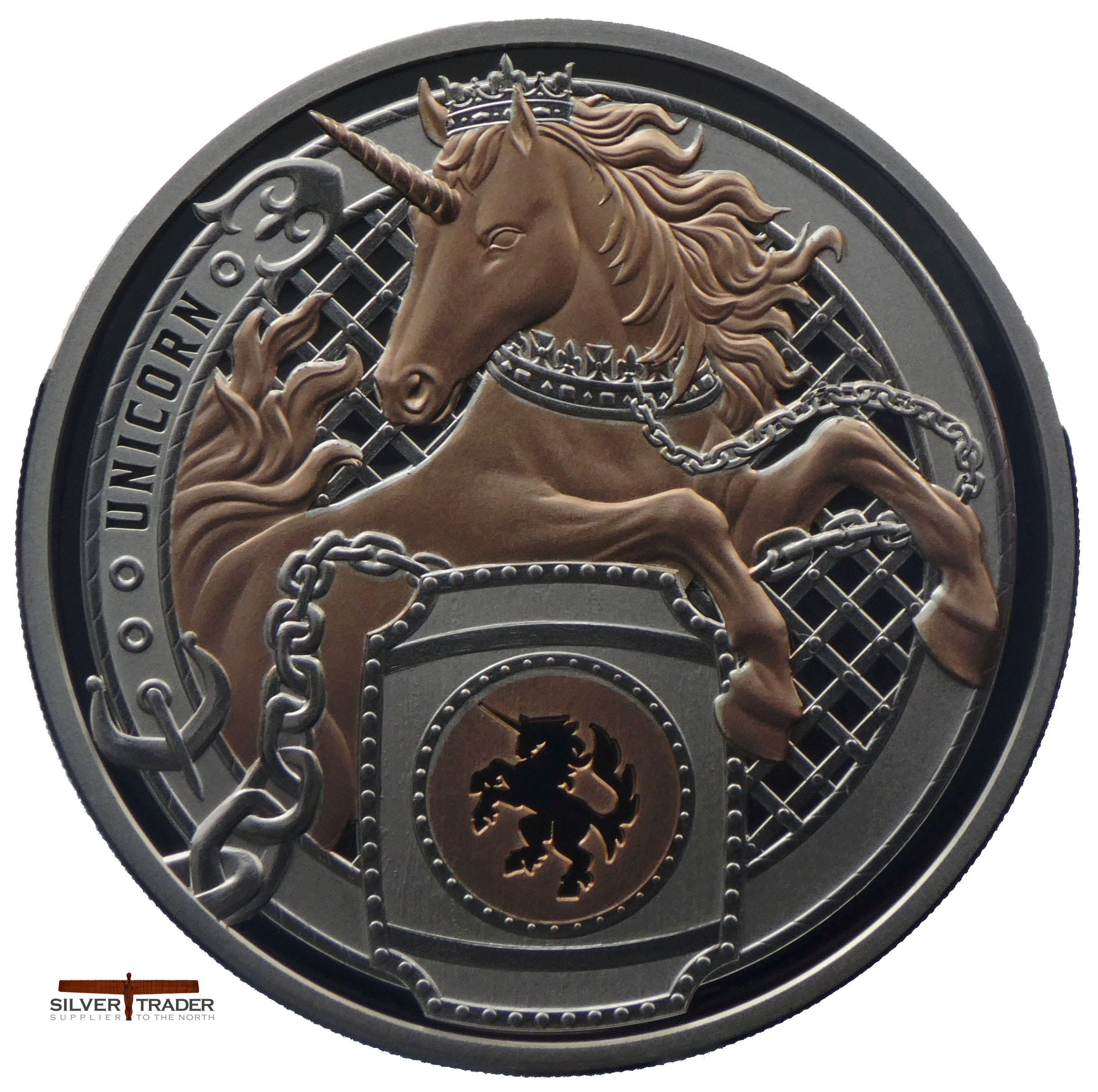 2026 Unicorn Heraldic Beasts Rose Gold 1oz Silver Bullion Proof