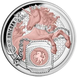 2026 Unicorn Heraldic Beasts Rose Gold 1oz Silver Bullion Proof