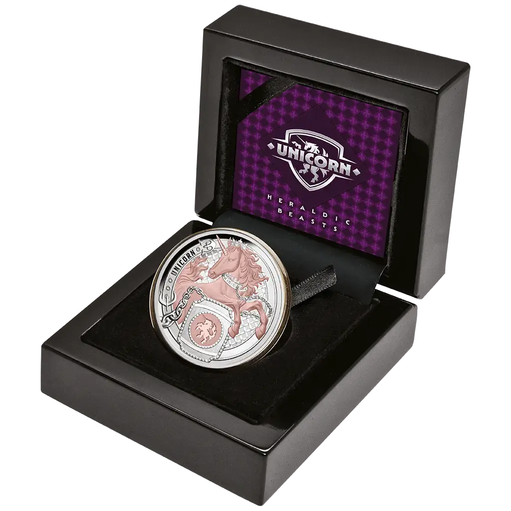 2026 Unicorn Heraldic Beasts Rose Gold 1oz Silver Bullion Proof - Image 3