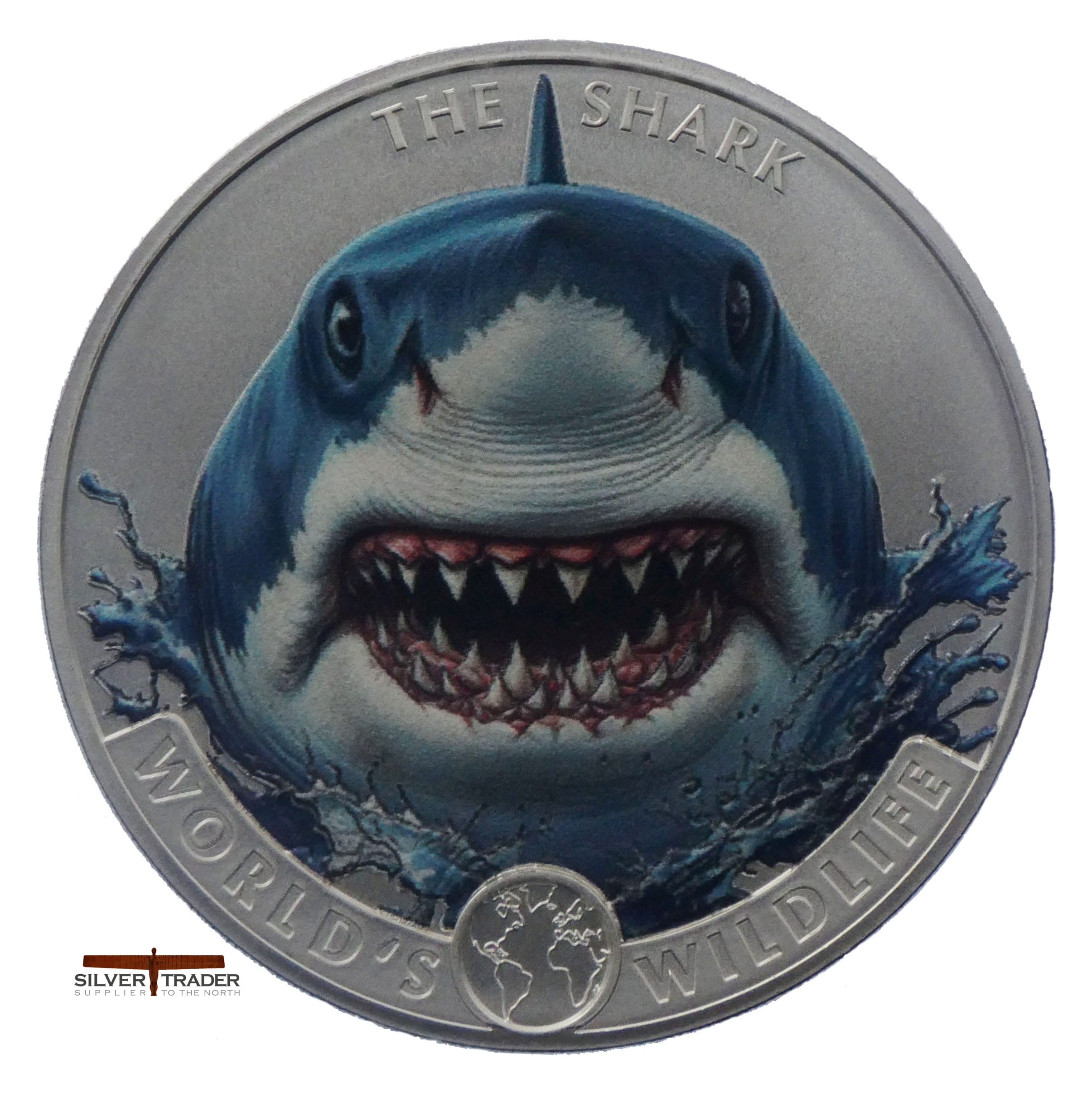 2026 Coloured Shark Worlds Wildlife Congo 1oz Silver Bullion Coin