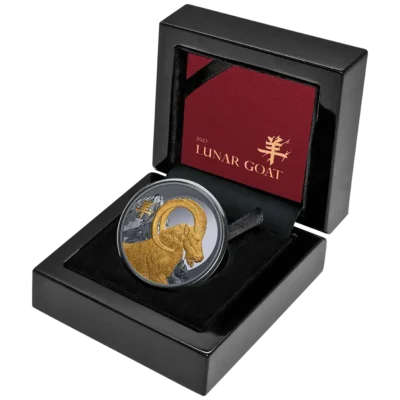 2027 Lunar Year of the Goat Dark Gilded 1oz Silver Bullion Proof