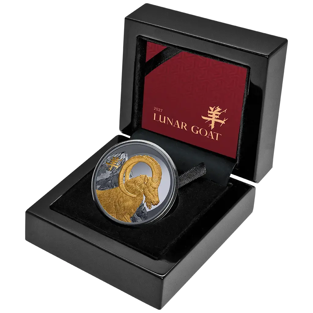 2027 Lunar Year of the Goat Dark Gilded 1oz Silver Bullion Proof