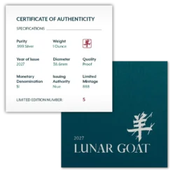 2027 Lunar Year of the Goat 1oz Silver Bullion Proof - Image 4