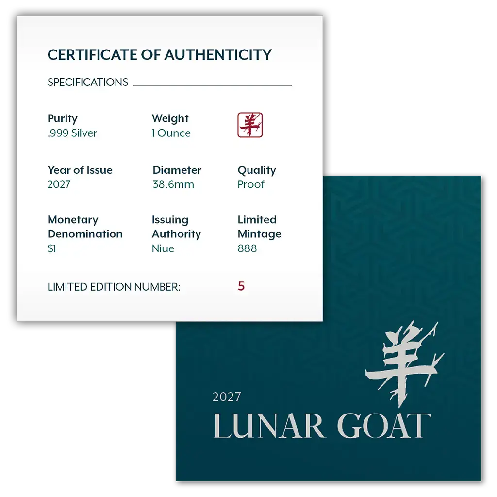2027 Lunar Year of the Goat 1oz Silver Bullion Proof - Image 4