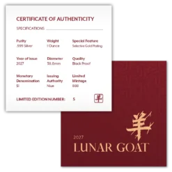 2027 Lunar Year of the Goat Dark Gilded 1oz Silver Bullion Proof - Image 4