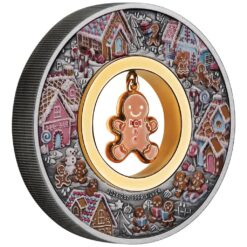 Alternative view of 2026 Gingerbread Christmas Antique Finish 2oz Silver Bullion Proof